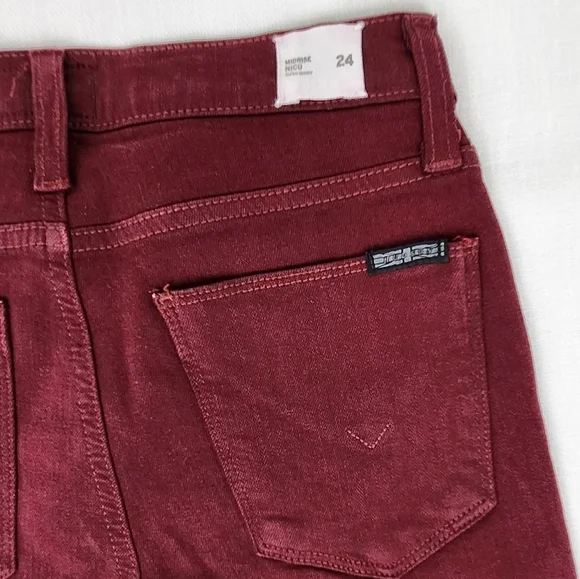 Hudson Made In USA Super Skinny Maroon Distressed Jeans - Picture 12 of 12